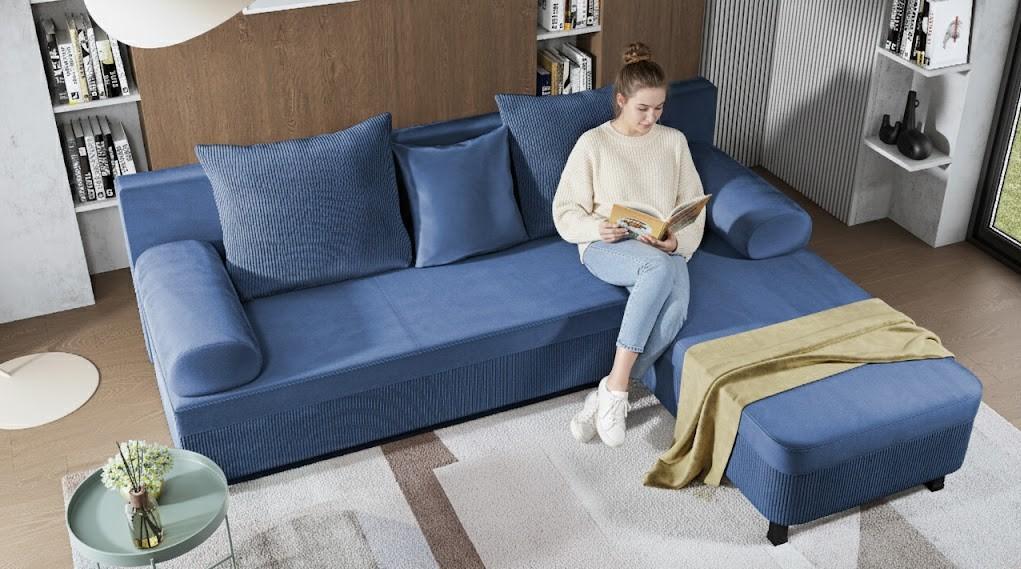 Раскладной угловой диван Делано, синий  3